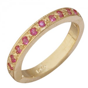 14k Yellow Gold Pink Sapphire Toe Ring