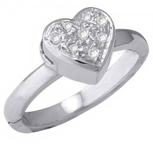 14k White Gold Heart Shape Toe Ring w/ Diamond