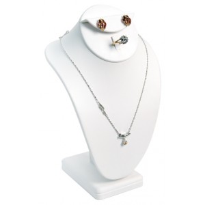 Standing Jewelry Set Combination Bust Displays in Pearl, 4" L x 3.25" W