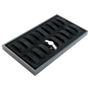 18-Watch Collar Stackable Plastic Trays w/Velvet Inserts
