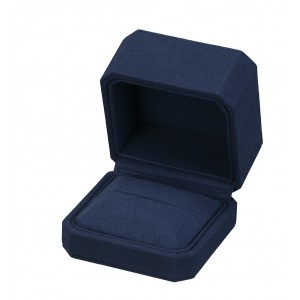 "Opulent" Ring Slot Box in Navy Blue Microsuede