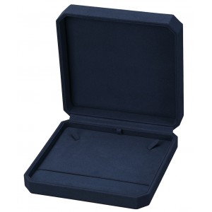 "Opulent" Necklace Box in Navy Blue Microsuede