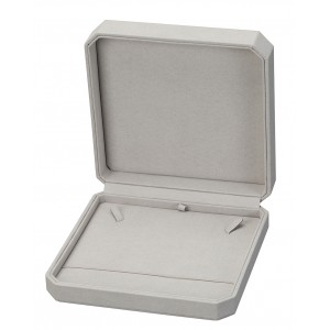 "Opulent" Necklace Box in Gray Microsuede