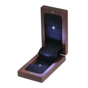 "Rustic" Ring Slot Box in Dark Walnut and Black Microsuede