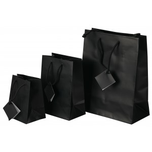 Satin-Finish Tote-Style Gift Bags in Matte Black