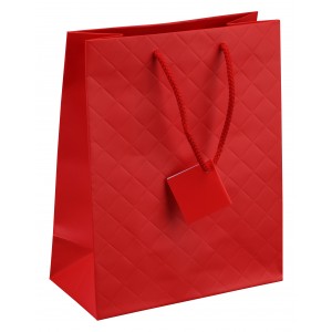 Tote-Style Gift Bags in Crimson Matelassé