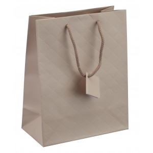 Tote-Style Gift Bags in Beige Matelassé