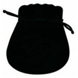 Microsuede Pouches w/Exposed Drawstring in Black