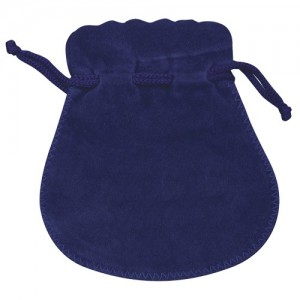 Microsuede Pouches w/Exposed Drawstring in Dark Blue