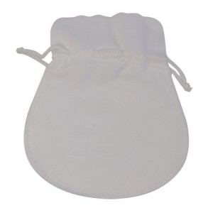 Microsuede Pouches w/Exposed Drawstring in Soft Gray