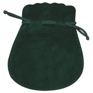 Microsuede Pouches w/Exposed Drawstring in Forest Green