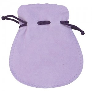 Microsuede Pouches w/Exposed Drawstring in Lavender