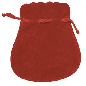 Microsuede Pouches w/Exposed Drawstring in Red