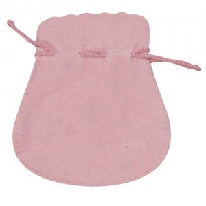 Microsuede Pouches w/Exposed Drawstring in Rose Pink