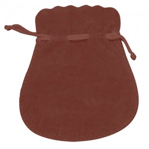 Microsuede Pouches w/Exposed Drawstring in Brown