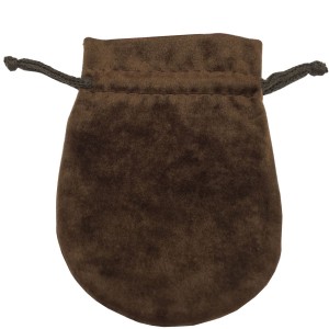 Microsuede Drawstring Pouches in Brown