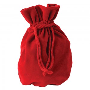 Microsuede Pouches w/Hidden Drawstring in Red, 4.5" L x 6" W