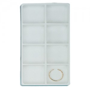8-Compartment Stackable Plastic Trays in White, 4.38" L x 3.63" W