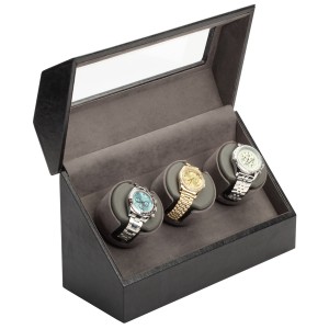 Diplomat "Victoria" 3-Watch Winder in Onyx & Charcoal
