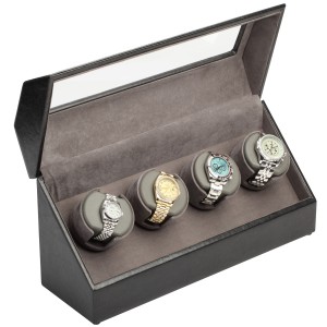 Diplomat "Victoria" 4-Watch Winder in Onyx & Charcoal