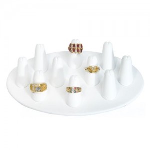 10-Finger Round Ring Displays in Pearl, 7.5" Dia.