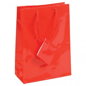 Glossy Tote-Style Gift Bags in Crimson