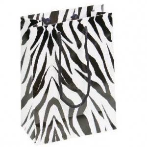Tote-Style Gift Bags in Glossy Black & White Zebra Print