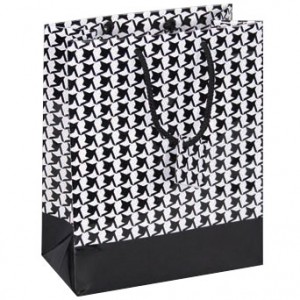 Tote-Style Gift Bags in Glossy Black & White Houndstooth Print