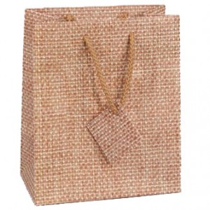 Tote-Style Gift Bags in Burlap Print
