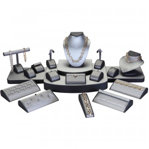 21-Piece Combination Jewelry Display Set in Steel Gray & Onyx