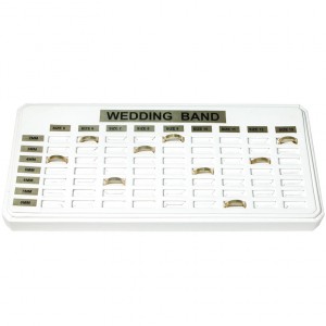 63-Slot Wedding Band Trays w/"Perfect View" Pitched Wedges in Pearl, 13.75" L x 6.38" W x 0.88 - 2" H