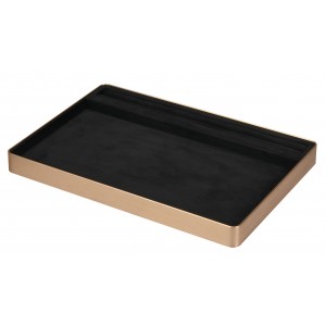LUXE Utility Trays w/Ring Slot in Microsuede and Aluminum, 11.75" L x 7.85" W