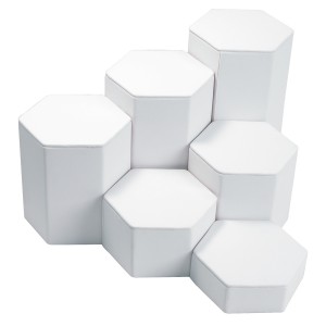 6-Piece 6.13" Dia. Hexagonal Block Riser Sets, 6.13" W x 1.25 to 6.25" H