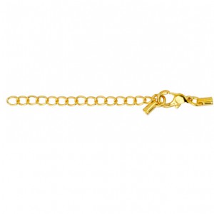 Light Tube Cord Ends w/ Lobster Clasp & Chain - Gold Plated