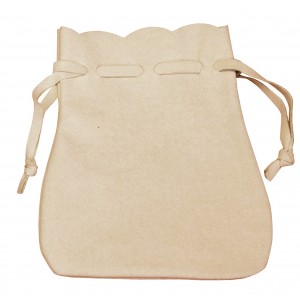 Beige Microsuede Drawstring Pouches