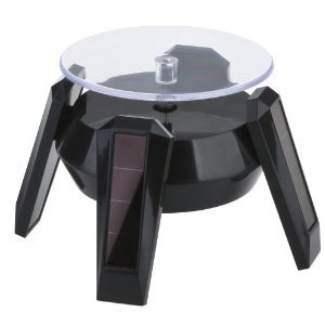 Solar or Battery-Powered Turntables w/4 Blue LEDs, 3.85" W