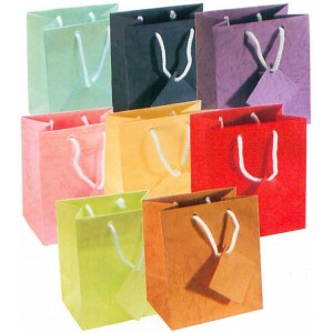 Patched Matte Tote-Style Gift Bags in Assorted Colors
