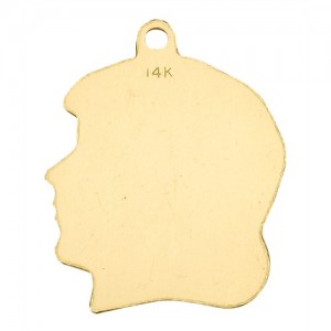 14K Yellow Girl Head Profile Charm