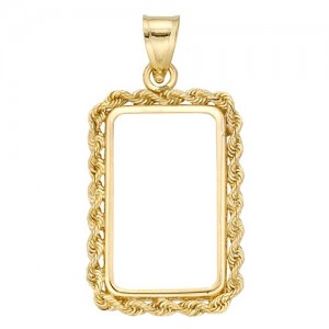 14k Yellow 4-Prong Bezel w/ Bail & Rope For Credit Swiss