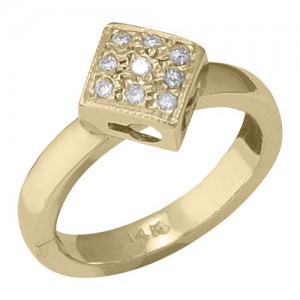 14k Yellow Gold Diamond Shape w/ Diamond Toe Ring