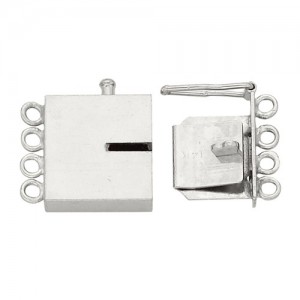 14k White Rectangle Closed Top Clasp w/ Link