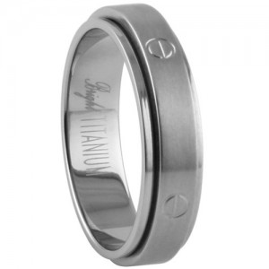 Titanium Spinner Ring. Matte Finish Laser Design Comfort Fit