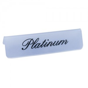'Platinum/18 Kt. Gold' Plastic Showcase Signs in White, 4" L