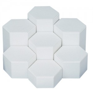 7-Piece Set of Hexagonal Block Risers in Pearl, 1.75 - 5.75" H