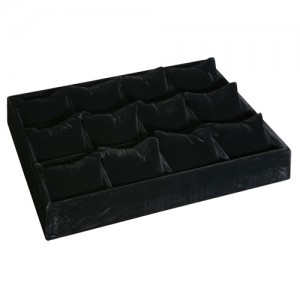 12-Cushion Watch Trays in Obsidian, 14" L x 9.5" W