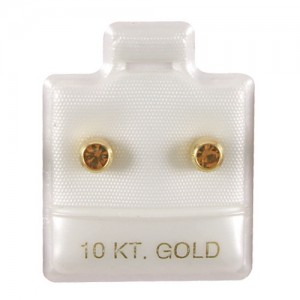 White '10K Gold' Puffed Display Cards for Stud Earrings (Pk/100), 1" L x 1" W