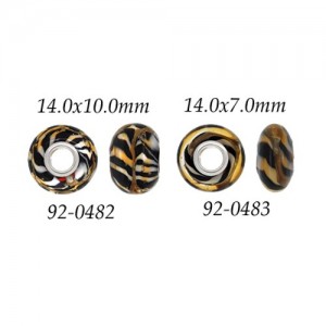 Tiger Print Glass Bead w/ Grommets