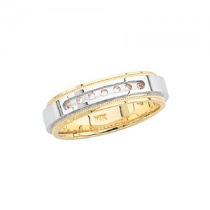 14k Gold 2-Tone 7mm Wedding Band Mounting for 7 Stones