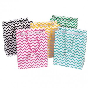 Chevron-Print Tote-Style Gift Bags in Assorted Chevron Prints