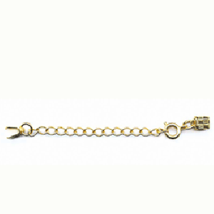 Crimp Suede Cord End w/ Spring Ring & Chain - Gold Plated 